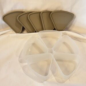 Vintage Tupperware Lazy Susan Revolving Turntable 5 Pie Wedge Shaped Relish Tray